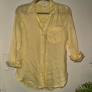 H&M Yellow linen Button Down Shirt